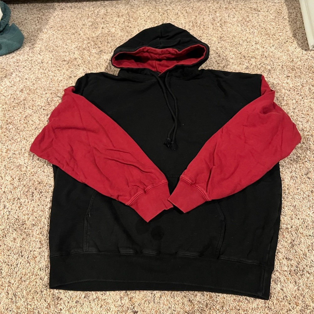 Brandy Melville Black/Red Colorblock Hoodie
